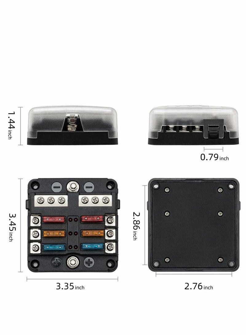 SYOSI 6 Way Fuse Block,12V Blade Circuit ATC/ATO Waterproof Box Holder with LED Indicator Waterpoof Cover for 12V/24V Automotive Truck Boat Marine RV Van Vehicle 12 pcs - Image 4