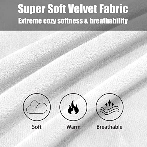 TELUS 2 Pack Zippered Velvet Standard Pillowcases, Super Soft and Cozy Luxury Fuzzy Flannel Pillow Cases with Zipper, 20x26 Inches, White - Image 4