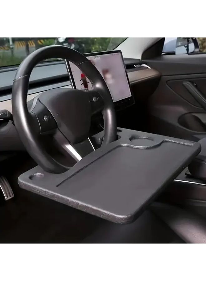 Black Car Steering Wheel Table Pad 2 in 1 Durable Eating Work Reading - Image 3