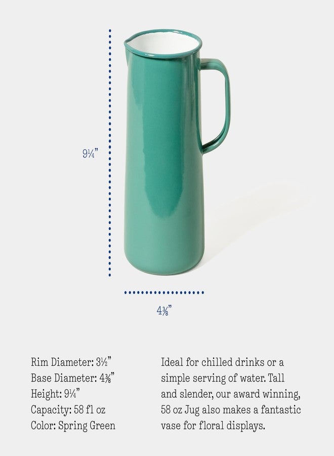 Falcon Enamelware Pitcher (57 oz), Metal Pitcher with Spout & Handle, Jug for Iced Tea, Water, Milk or Flower Vase, Dishwasher Safe, Oven Safe & Freezer Friendly (Chive Green) - Image 2