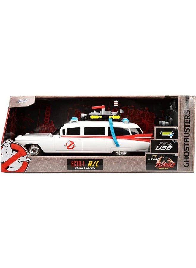 GHOSTBUSTERS سيارة Ghostbusters ECTO-1 RC مصنوعة من المعدن (1:16، بيضاء) - Image 1