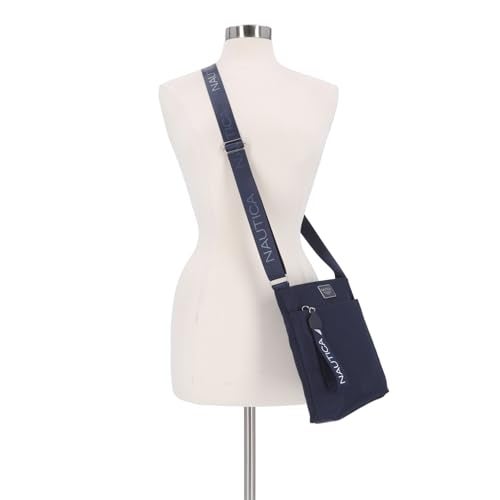 Nautica Diver Nylon Small Women's Crossbody Bag Purse with Adjustable Shoulder Strap, Indigo 2 - Image 5