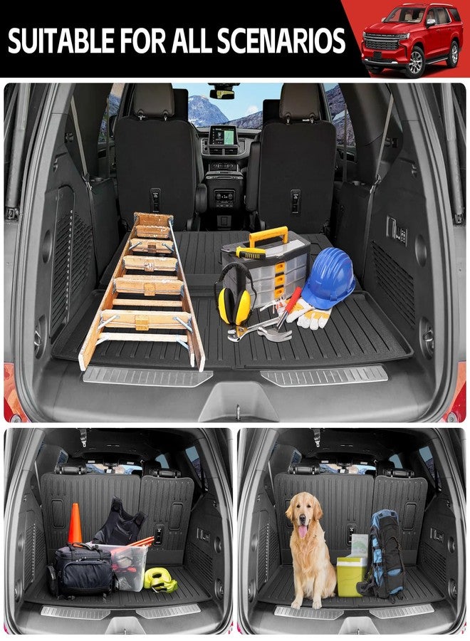 Utiiy Cargo Mat Fit for 2022-2025 Chevy Tahoe/GMC Yukon Cargo Liner TPE Seat Back Cover All Weather Backrest Mat for 2024 GMC Yukon/Chevrolet Tahoe Accessories(Cargo Liner+Seat Back Cover) - Image 3
