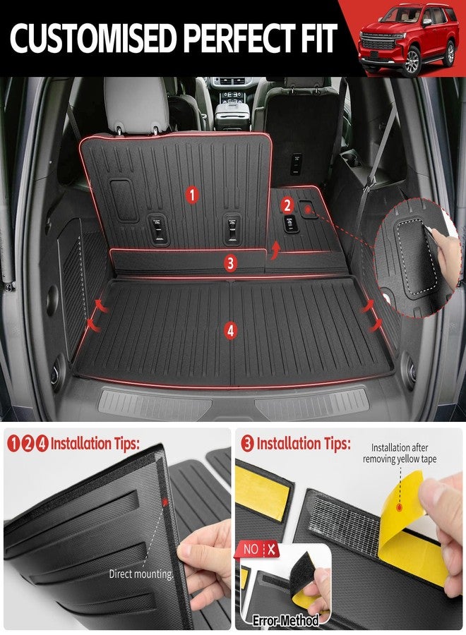 Utiiy Cargo Mat Fit for 2022-2025 Chevy Tahoe/GMC Yukon Cargo Liner TPE Seat Back Cover All Weather Backrest Mat for 2024 GMC Yukon/Chevrolet Tahoe Accessories(Cargo Liner+Seat Back Cover) - Image 4