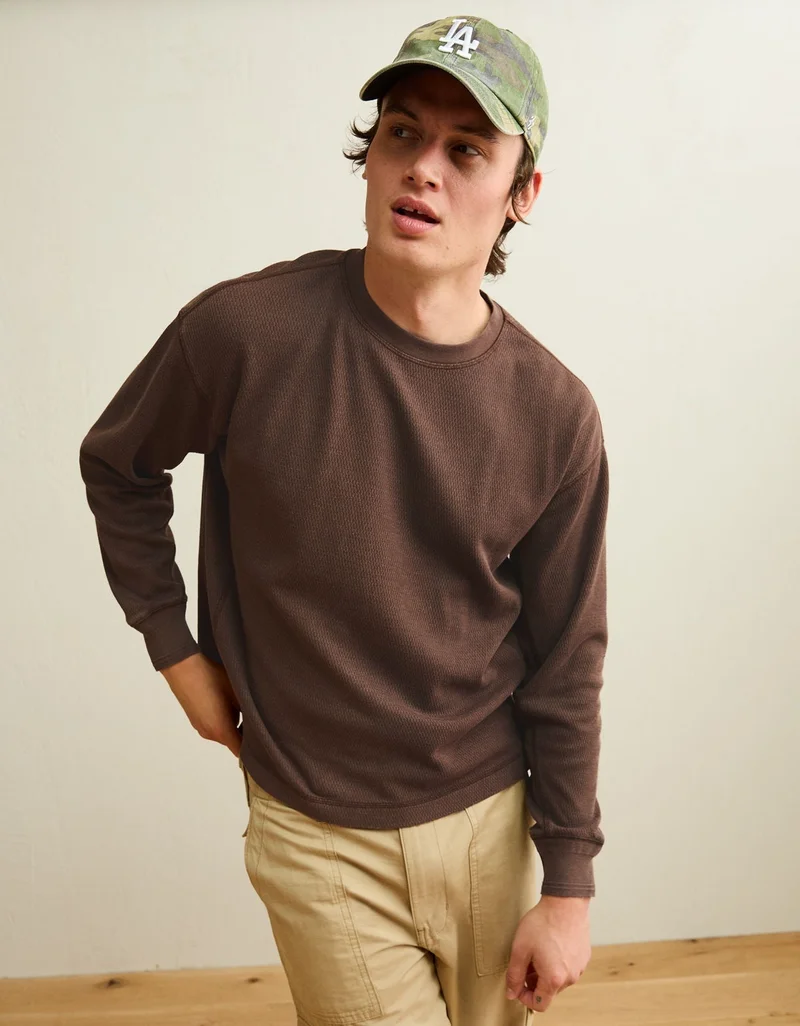 AE Boxy Fit Garment-Washed Thermal Shirt