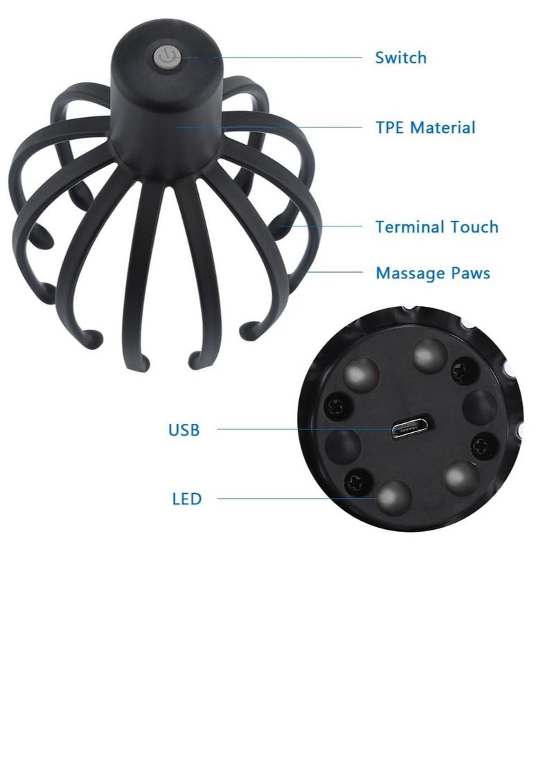 AMBERJACK Electrical Scalp Massager Multi Claw Vibrating Stress Relief Stimulating Hair Scratcher Black  - Image 5