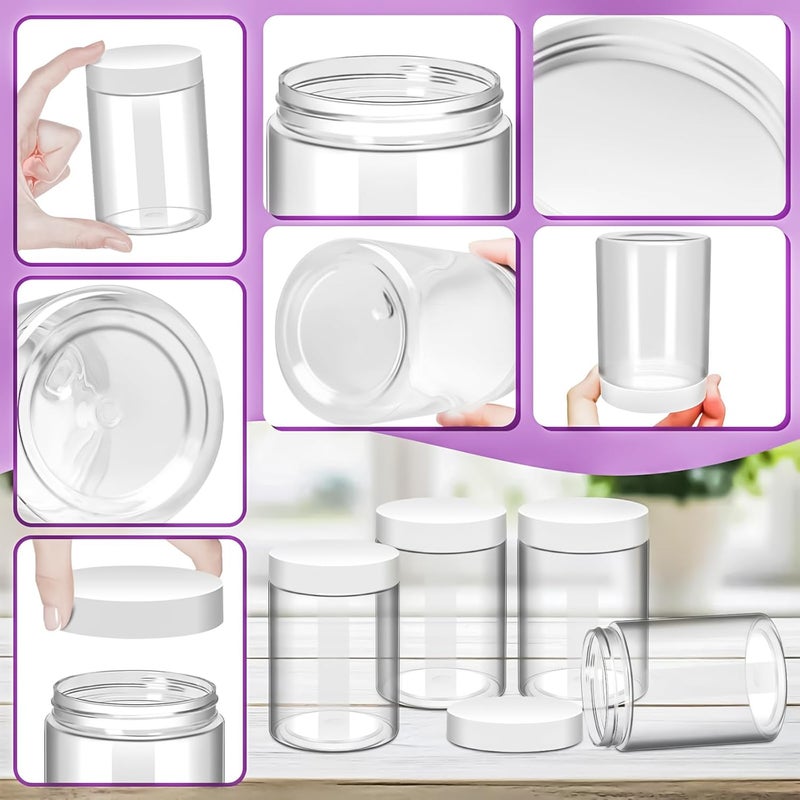MotBach 6 Pack 10oz Plastic Jars Round Clear Containers with Lids, 300ml Empty Small Cosmetic Jars Makeup Containers, 10ounce Slime Jar Travel Cosmetic Container for Makeup Cream Lotion Travel Storage - Image 3