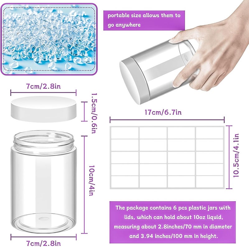 MotBach 6 Pack 10oz Plastic Jars Round Clear Containers with Lids, 300ml Empty Small Cosmetic Jars Makeup Containers, 10ounce Slime Jar Travel Cosmetic Container for Makeup Cream Lotion Travel Storage - Image 2