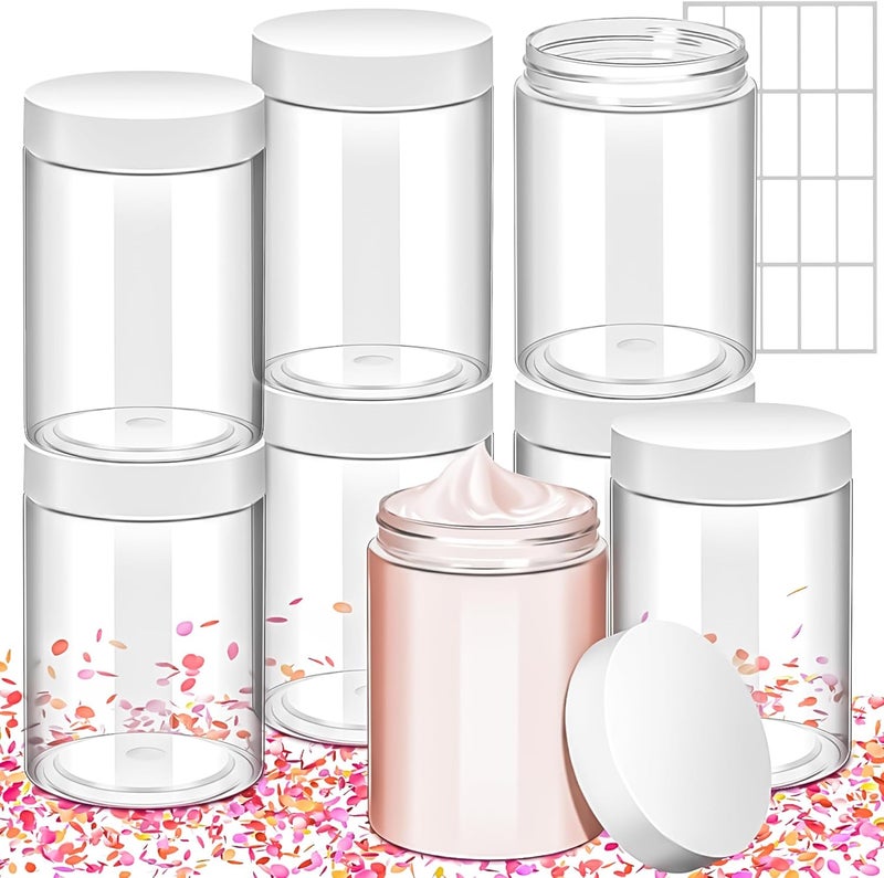 MotBach 6 Pack 10oz Plastic Jars Round Clear Containers with Lids, 300ml Empty Small Cosmetic Jars Makeup Containers, 10ounce Slime Jar Travel Cosmetic Container for Makeup Cream Lotion Travel Storage - Image 1