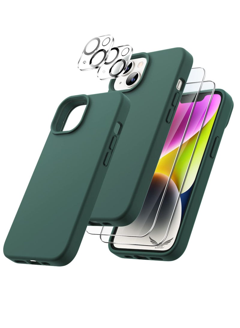 BORTONY iPhone 14 Plus Cover with 2-Pack Screen Protector and 2-Pack Camera Lens Protector Liquid Silicone Shockproof Drop Protection Case 6.7 inch - Image 1