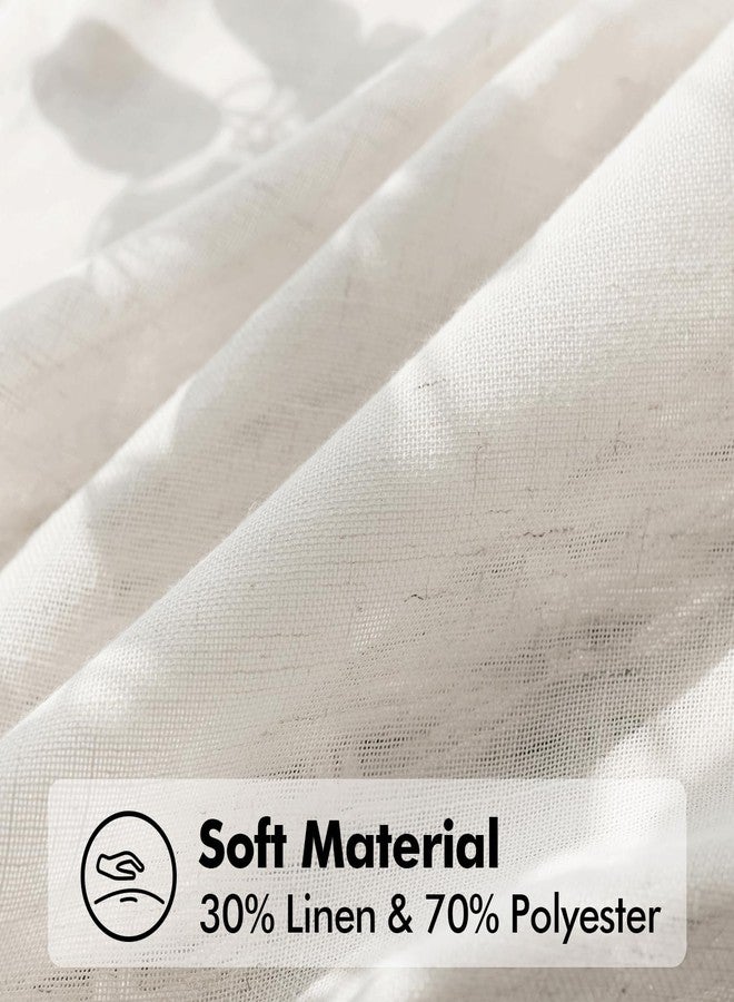 ANRODUO Natural White Semi Sheer Linen Curtains 84 Inches Long for Bedroom Living Room, Light Filtering Rod Pocket Back Tab Drapes Soft Neutral Farmhouse Decor 2 Panels W52 x L84 - Image 4