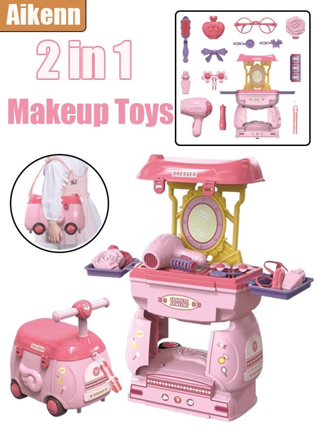 Aikenn Simulation jewelry toys, children's jewelry toy sets, role-playing toys, cartoon car hair dryer hairpin 24-piece toy set with storage function, suitable for boys and girls over 3 years old for role-playing, indoor and outdoor toys, holiday gifts. - Image 1