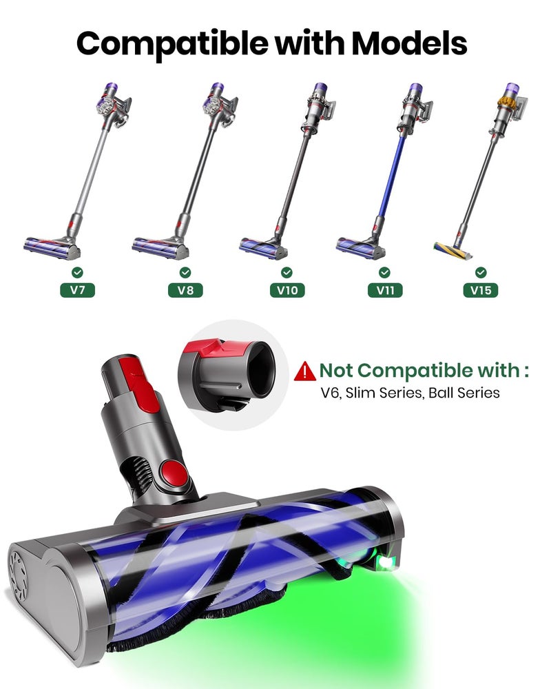 WitLion Upgraded 2 Brushes Vacuum Head Replacement for Dyson V7/V8/V10/V11/V15/SV10/SV11/SV12/SV14/SV15/SV22((Not for Slim) | Anti-Tangle Motorhead with LED Light | Quick-Release Cordless Vacuum Cleaner Head - Image 2