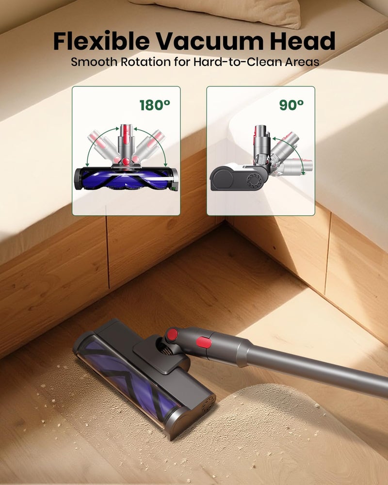 WitLion Upgraded 2 Brushes Vacuum Head Replacement for Dyson V7/V8/V10/V11/V15/SV10/SV11/SV12/SV14/SV15/SV22((Not for Slim) | Anti-Tangle Motorhead with LED Light | Quick-Release Cordless Vacuum Cleaner Head - Image 5