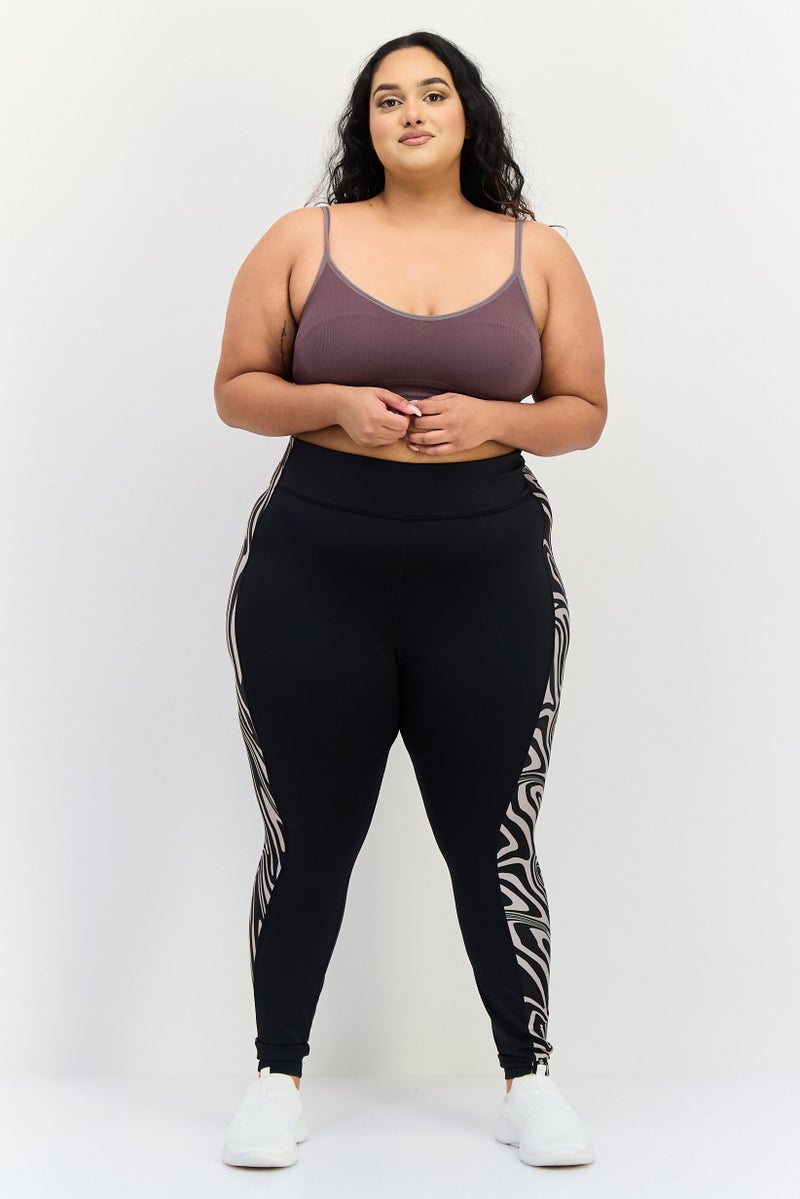 Reebok Women Plus Size Training Tights, Black - Image 2