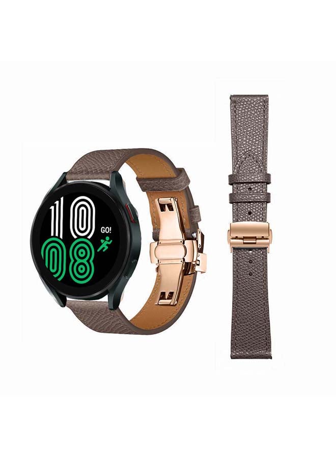 Perfii Genuine Leather Replacement Band for Samsung Galaxy Watch 4 40/44mm Grey Lines - Image 1