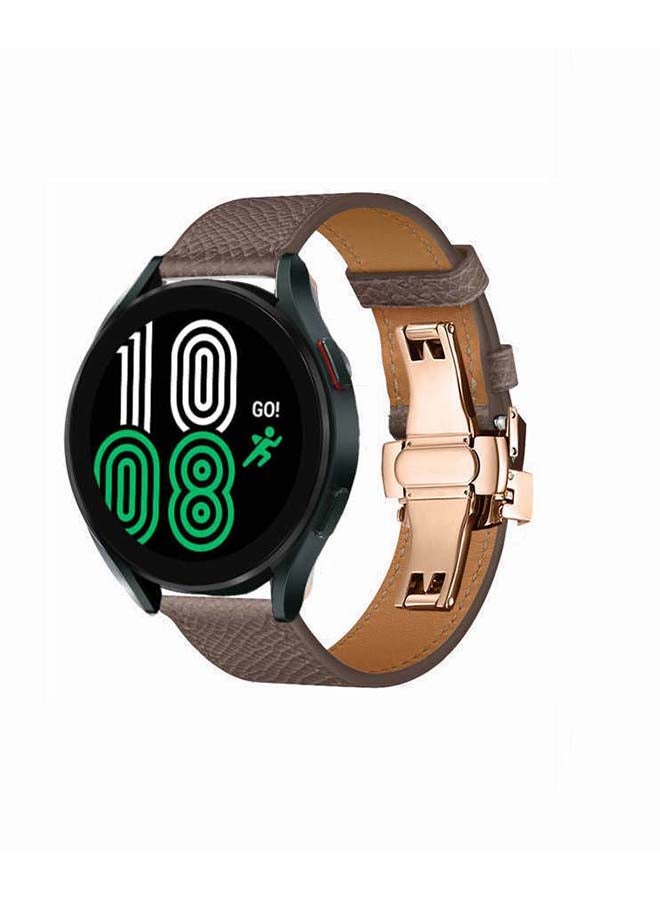 Perfii Genuine Leather Replacement Band for Samsung Galaxy Watch 4 40/44mm Grey Lines - Image 2