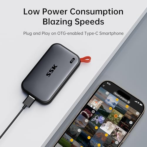 SSK Portable SSD 4TB External Solid State Drives, up to 1050MB/s USB C SSD External Hard Drive USB 3.2 Gen2 for iPhone 15/16/17Pro, Windows, Mac, Android Phones and Tablets - Image 3