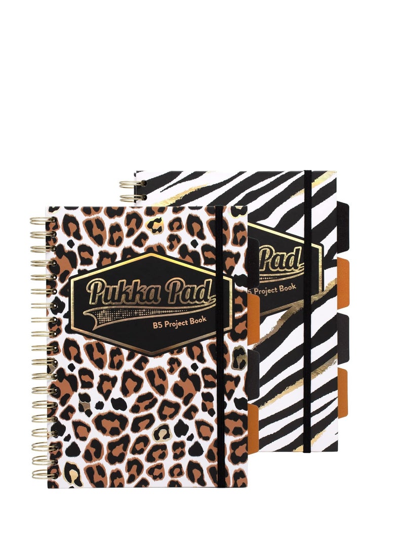 Pukka Pad 1 Pukka Pad, Wild B5 Hardback Project Books – Pack of 1 Wirebound Notebooks with Zebra and Leopard Print Design – Includes 4 Repositionable Dividers and Elasticated Closure - Image 5