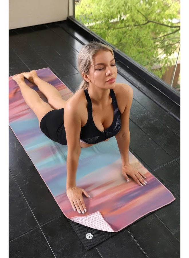 Eunzel Hot Yoga Towel, Non Slip Yoga Mat Towel Sweat Absorbent Printed Yoga Towel with Grip Dots for Hot Yoga, Pilates and Workout 72"x 24", Sunset - Image 2