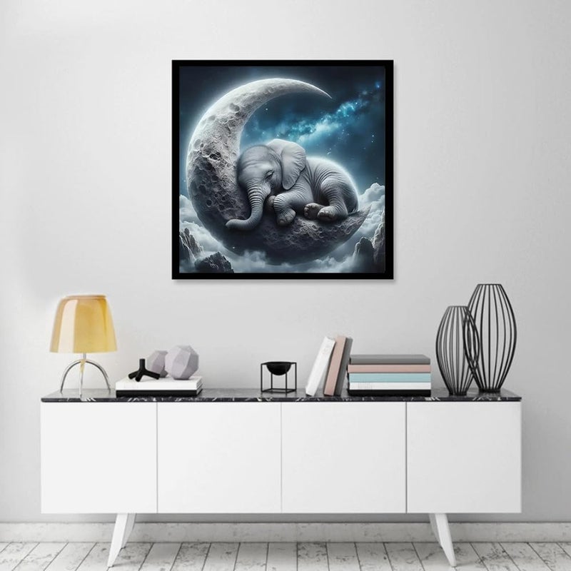 KTHOFCY 5D DIY Diamond Painting Kits for Adults, Moon and Elephant Full Drill Embroidery Cross Stitch Crystal Rhinestone Paintings Pictures Arts Wall Decor Painting Dots Kits 11.8X11.8 inch - Image 2