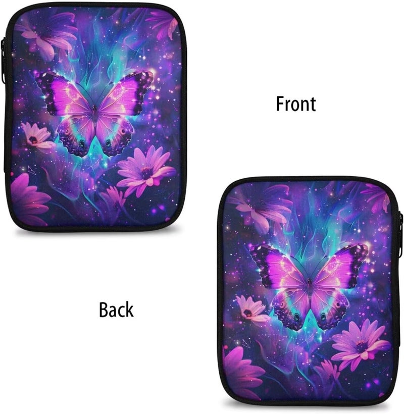 Vanideaoty Purple Butterfly Crochet Hook Case Portable Floral Crochet Storage Organizer with Web Pockets for Hooks, Knitting Needles,Knitting Supplies - Image 4