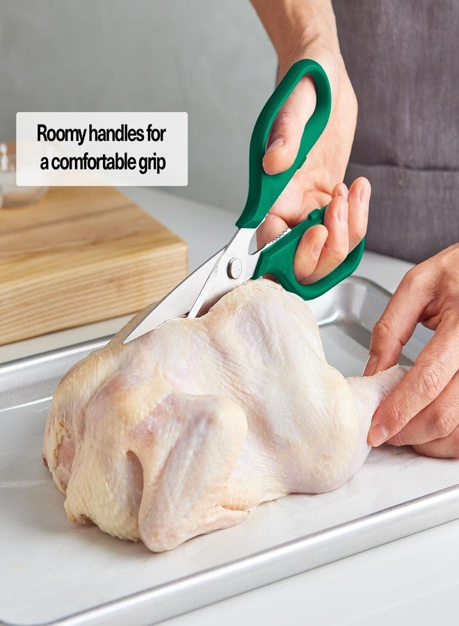 Misen Heavy Duty Kitchen Shears - Comfortable Ambidextrous Scissors for Meat, Poultry, Herbs & More - Easy to Clean - German Stainless Steel - Large | Green - Image 2