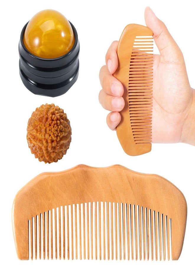 SIMPOR 3-in-1 Labor Comb and Massage Ball Set, Wooden Birth Comb with Acupressure Spiky Ball and Roller, Natural Wood Labor and Delivery Essentials for Pain Management, Pregnancy and New Mom Gifts - Image 1