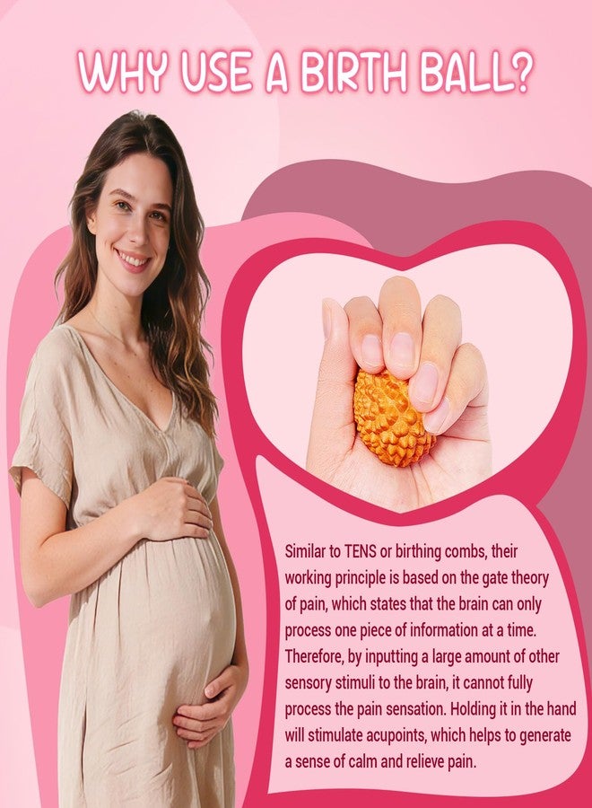 SIMPOR 3-in-1 Labor Comb and Massage Ball Set, Wooden Birth Comb with Acupressure Spiky Ball and Roller, Natural Wood Labor and Delivery Essentials for Pain Management, Pregnancy and New Mom Gifts - Image 3