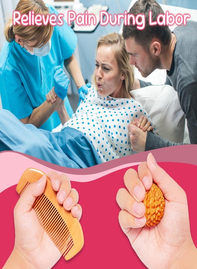 SIMPOR 3-in-1 Labor Comb and Massage Ball Set, Wooden Birth Comb with Acupressure Spiky Ball and Roller, Natural Wood Labor and Delivery Essentials for Pain Management, Pregnancy and New Mom Gifts - Image 5