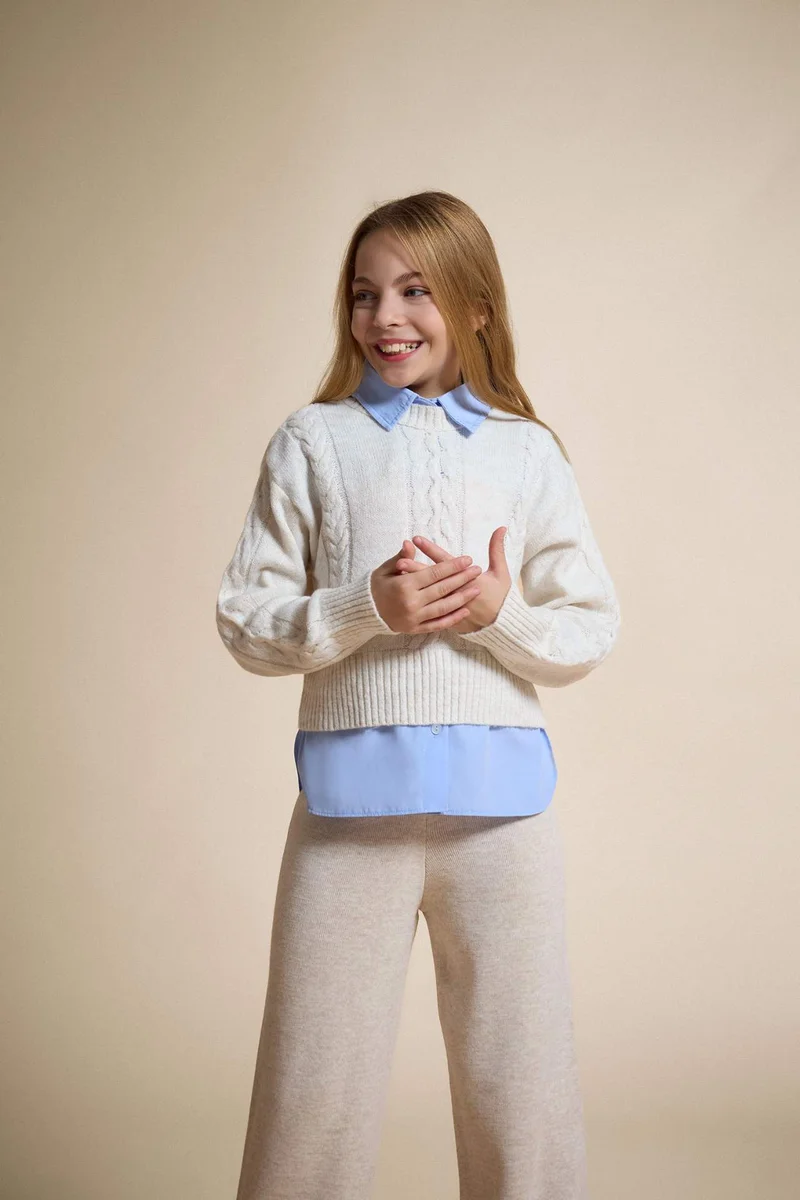 Defacto Girl Crew Neck Knit Pullover
