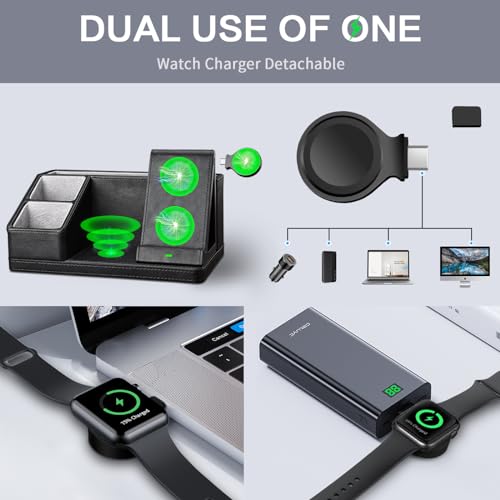 LADSTAG Black Leather Desk Organizer With Charging Station,Office Supplies Desk Accessories,Pen Holder for Desk,Remote Control Holder,Desk Organizer With Phone Charger,Nightstand Desktop Organizer - Image 3