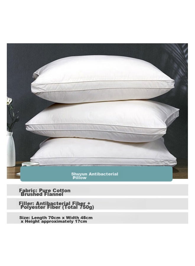 Fuanna Home Textile Pillow Core, Cervical Pillow, Five-star Hotel Pillow, One Pack, Pure Cotton Antibacterial Pillow Core, Fiber Pillow, 70*45cm - Image 1