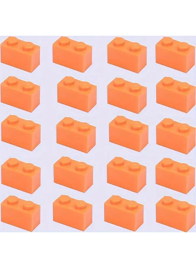 Orange Building Blocks 20pcs 1x2 Thick Wall Bricks ABS DIY Architectural Scenery Toys - Image 1