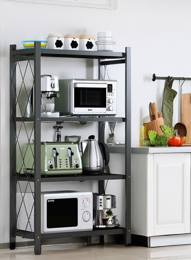 Cady One Kitchen Storage Rack and Heavy Duty Metal Shelving Unit on Rolling Cart for Garage, Kitchen, Basement, Pantry, 4-Tier Thick Foldable Storage Shelves with Wheels, Large Capacity, Black - Image 2