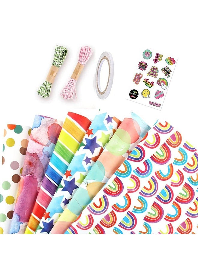 Peachjoy Birthday Wrapping Paper, Gift Wrapping Paper Roll Set Included 6 Pack Gift Wrap Paper with Ribbon Sticker and Tape for Birthday Wedding Graduation Boy Girl kid baby Men Women All Occasion - Image 1