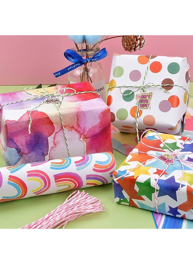 Peachjoy Birthday Wrapping Paper, Gift Wrapping Paper Roll Set Included 6 Pack Gift Wrap Paper with Ribbon Sticker and Tape for Birthday Wedding Graduation Boy Girl kid baby Men Women All Occasion - Image 4