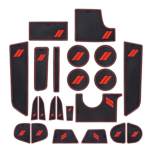 POSAID Cup Holder Insert for Dodge Charger 20152023 Anti Dust Mats Center Console Liners Custom Fit Dodge Charger Door Pocket Mats 22PCS Red Trim - Image 1