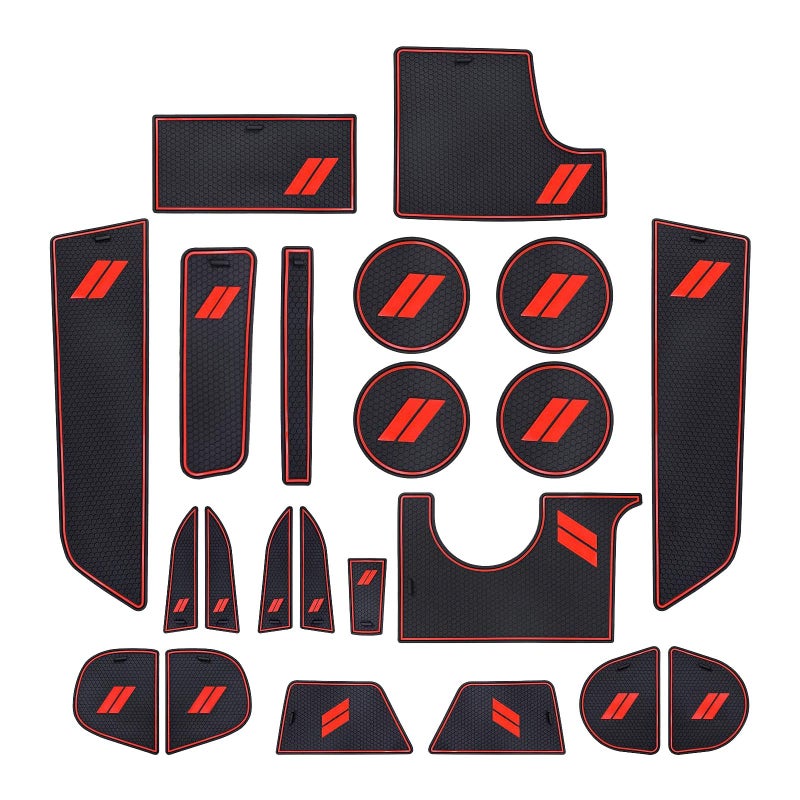 POSAID Cup Holder Insert for Dodge Charger 20152023 Anti Dust Mats Center Console Liners Custom Fit Dodge Charger Door Pocket Mats 22PCS Red Trim - Image 2