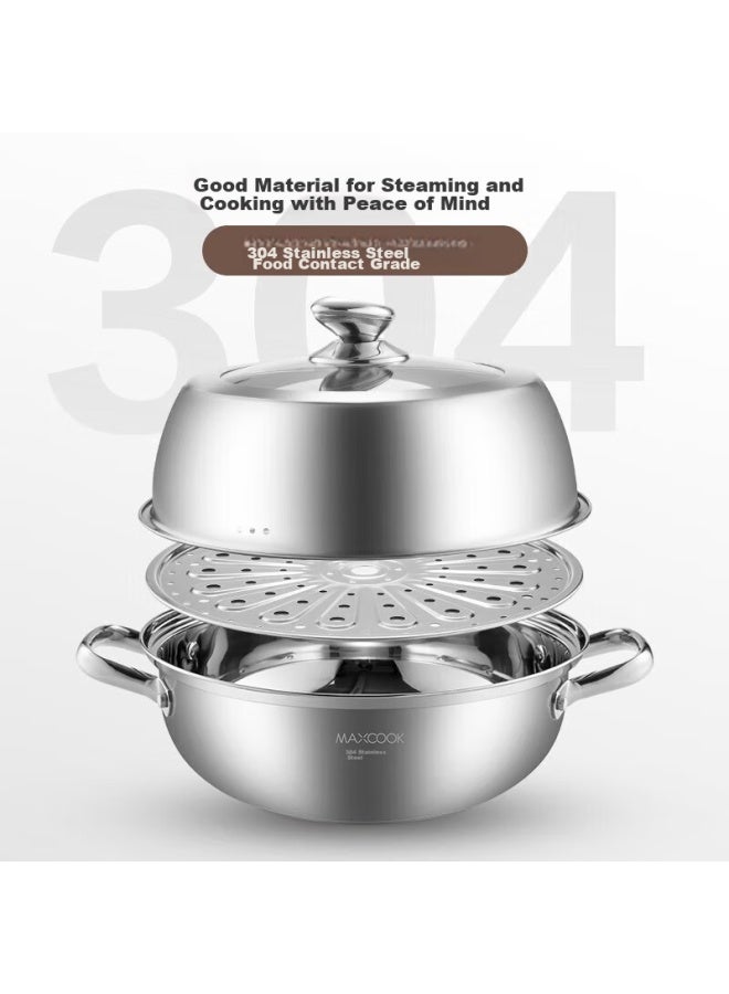 MAX COOK Maxcook Steamer Pot, Soup Pot, Hot Pot, 304 Stainless Steel Single Layer 34cm, Large Diameter Thickened Bottom Soup Steamer Pot Mcz7157 - Image 5