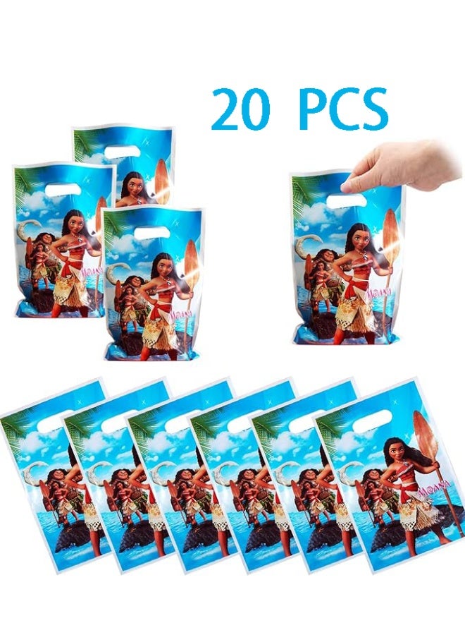 Generic 20pcs Cartoon Moana Pattern Birthday Party Supplies, Cartoon Candy Bags, Tote Bags, Kids Gift Bags, Adult Birthday Party Decorations  - Image 1