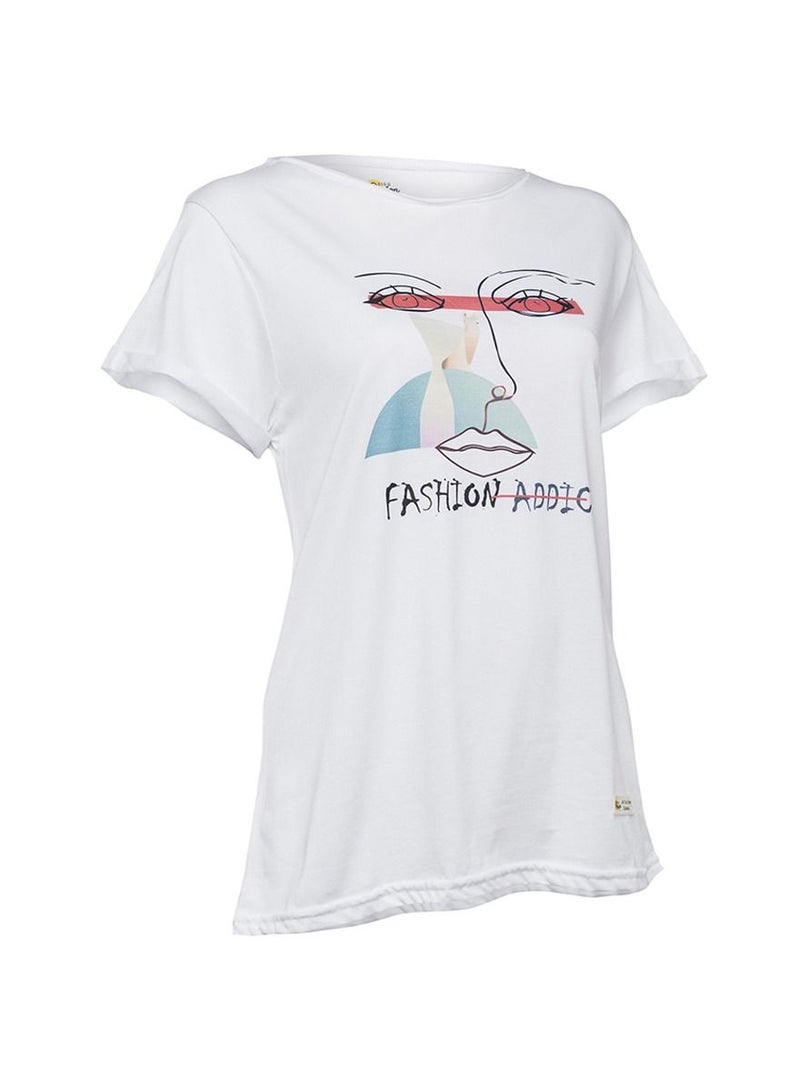 بيج ديزاين تي شيرت نسائي بأحجام مختلفة تصميم مخصص أبيض - Image 2