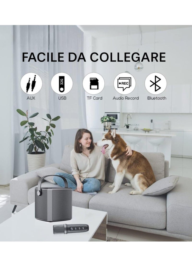 ELTRAZONE Portable Bluetooth Karaoke Speaker with Rechargeable Wireless Microphone, Type-C Charging, Multiple Voice Modes, TF Card Support – Red, Perfect for Parties, Karaoke, and Home Entertainment - Image 3