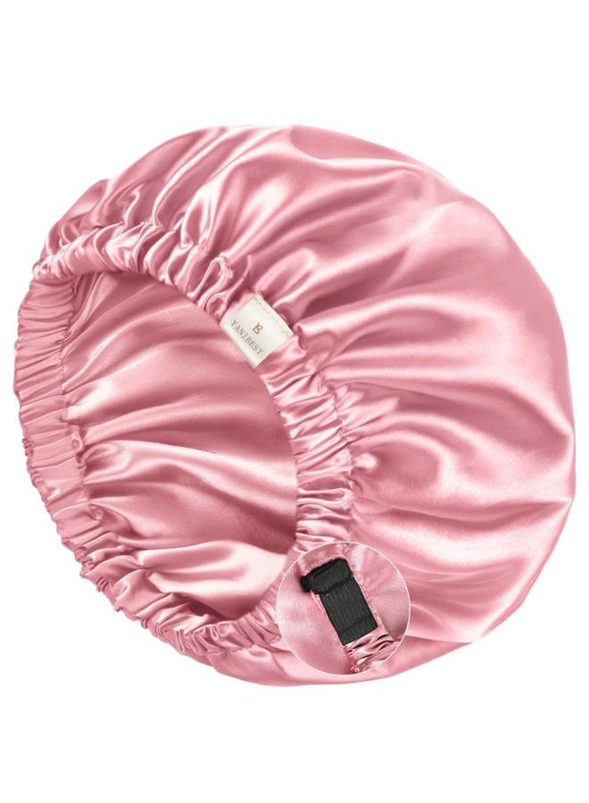 YANIBEST Silk Bonnet Satin Bonnet for Sleeping Women and Men, Adjustable Double Layer Hair Bonnet for Curly Braids Hair Rose Gold - Image 1