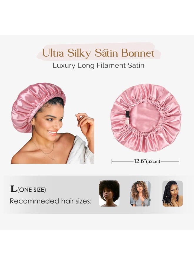 YANIBEST Silk Bonnet Satin Bonnet for Sleeping Women and Men, Adjustable Double Layer Hair Bonnet for Curly Braids Hair Rose Gold - Image 3