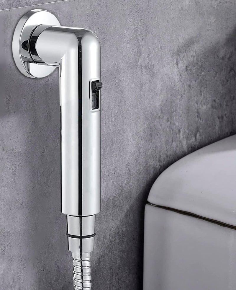SPAZIO SPAZIO HF1048 ABS Plastic Premium 360 Degree Rotation Dual Flow Soft Jet Spray Health Faucet with Magnetic Fixed Shower Hook for Toilet Chrome Finish Pack of 1 - Image 1