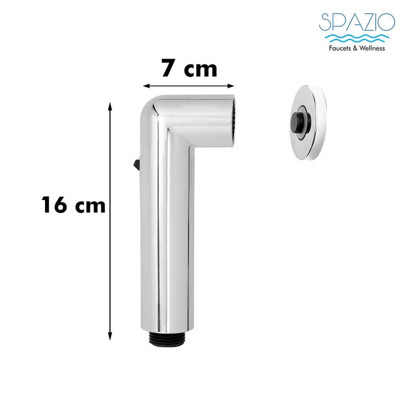 SPAZIO SPAZIO HF1048 ABS Plastic Premium 360 Degree Rotation Dual Flow Soft Jet Spray Health Faucet with Magnetic Fixed Shower Hook for Toilet Chrome Finish Pack of 1 - Image 3