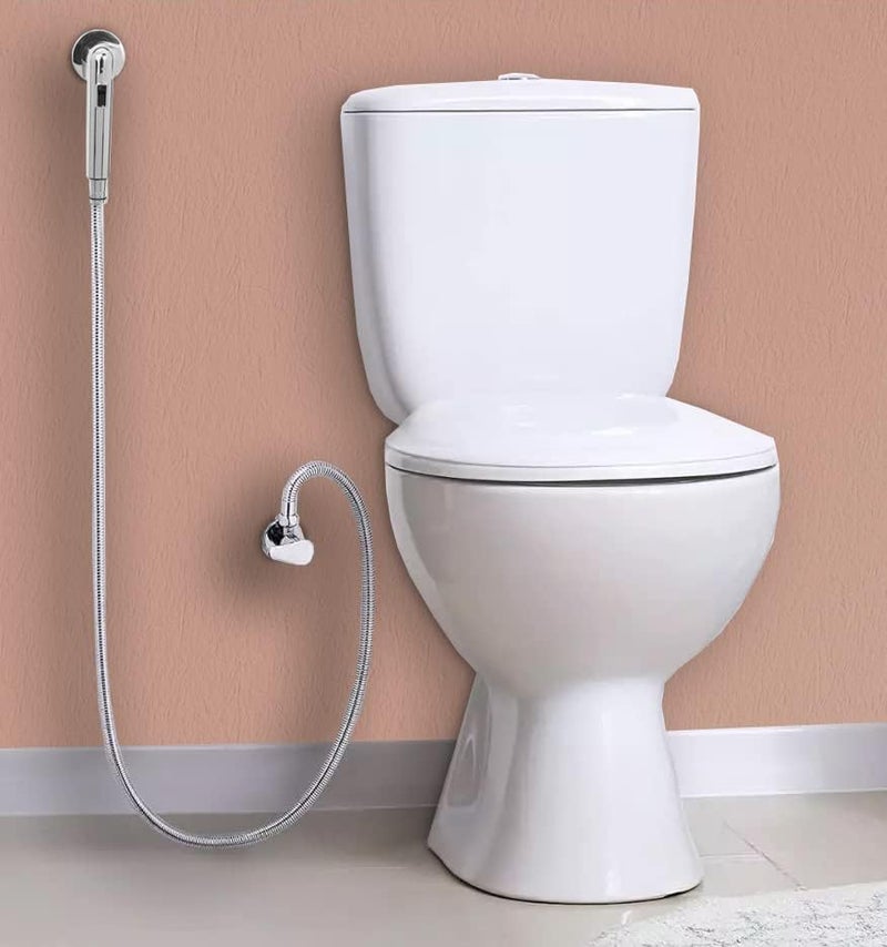 SPAZIO SPAZIO HF1048 ABS Plastic Premium 360 Degree Rotation Dual Flow Soft Jet Spray Health Faucet with Magnetic Fixed Shower Hook for Toilet Chrome Finish Pack of 1 - Image 4