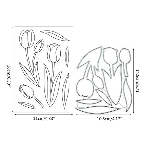 Lottoyday Tulip Silicone Clear Stamp and Die Sets for Card Making, DIY Embossing Photo Album Decorative Craft - Image 2