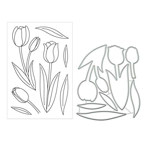 Lottoyday Tulip Silicone Clear Stamp and Die Sets for Card Making, DIY Embossing Photo Album Decorative Craft - Image 4